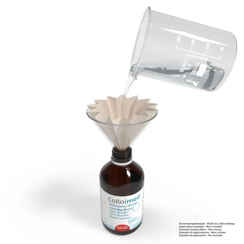 Colloimed Kolloidfilter 240 Natur - Anwendungsbeipiel mit Becherglas.webp