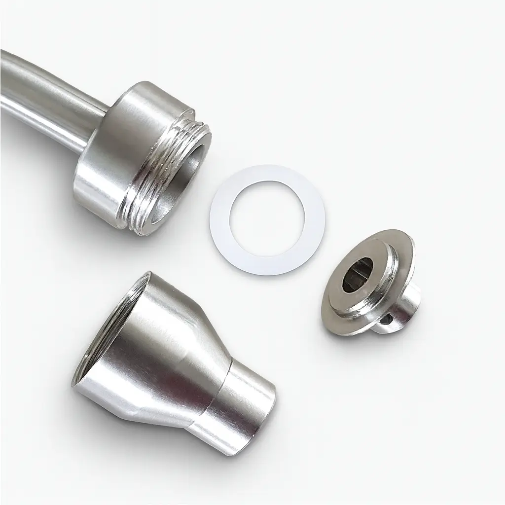 Colloimed - Osmose Wasserhahn mit Wirbler S316 - Zerlegter Edelstahlanschluss in Detail.webp